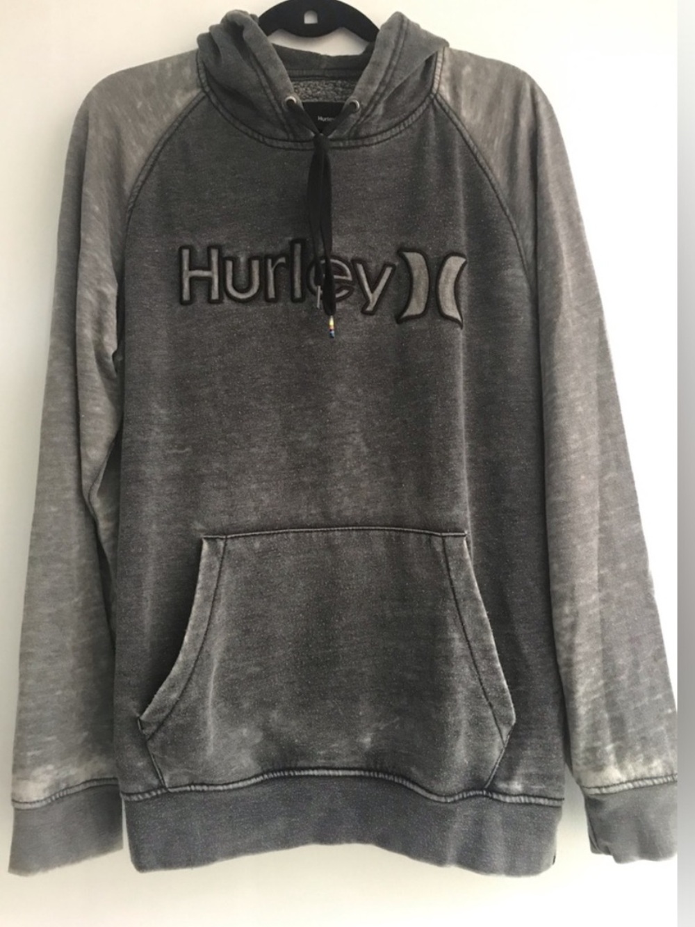 4/$20 💫 Hurley Gray Mineral Wash Burnout Pullover Hoodie Size Medium